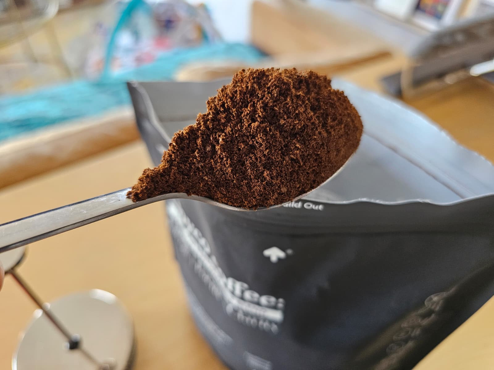 myco:soul ground coffee bag and fresh grounds